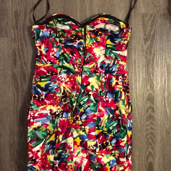 H&M divided floral sz6 strapless bustier minidress - Picture 2 of 6